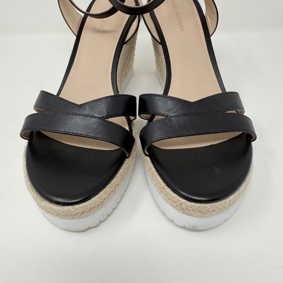 New Stuart Weitzman Catlina Espadrille Wedge Sandal Black Sz 9.5 - Picture 9 of 13